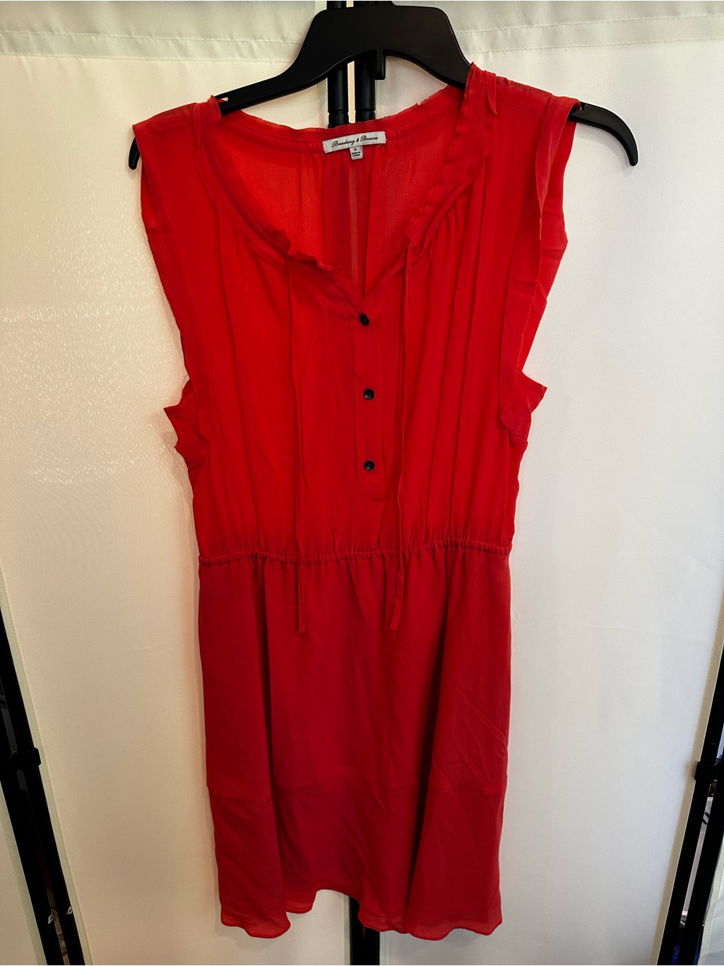 Madewell 100% Silk Bright Red Sleeveless Button-Front Dress